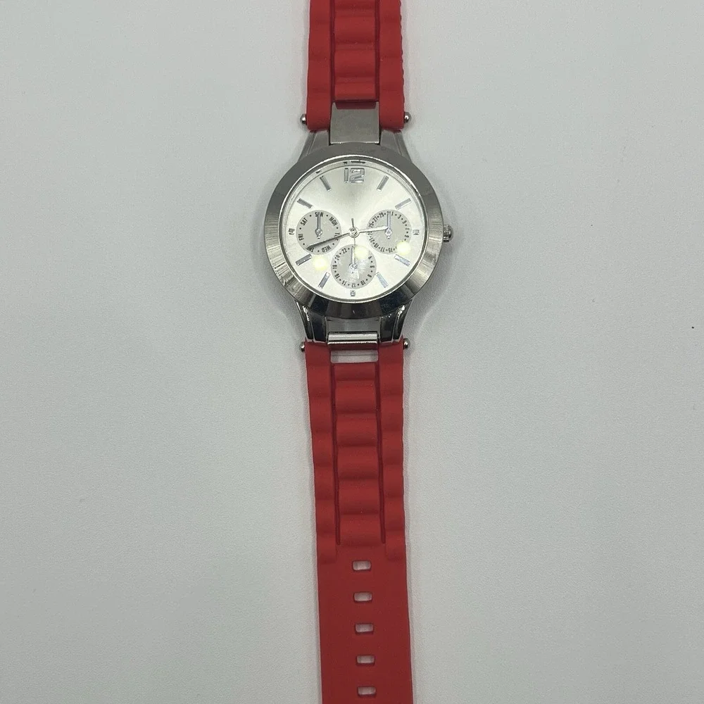 Woman's LBVYR Watch with Red Jelly‎ Band with stainless steel case gift *NEW*
